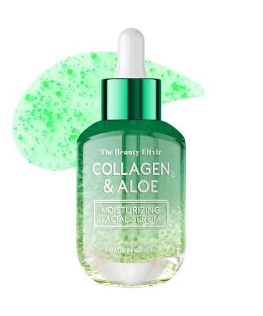 Aloe & Collagen Serum For Face - Anti Aging Skin Tightening & Hydrating - Infused with Hyaluronic Glycerin and Turmeric - Korean Skin Care For All Skin Types - Paraben Free Vegan - 1.69 Fl. Oz Collagen & Aloe