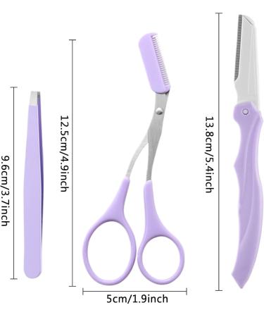 Eyebrow Shaping Grooming Kit - Precision Eyebrow Grooming Kit | Eyebrow Trimming Grooming Kit With Storage Bag For Women Men Purple - Buy Online on GoSupps.com