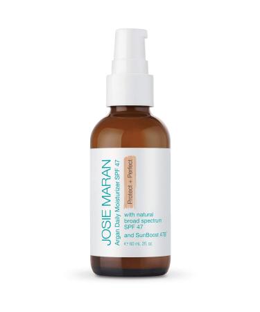Josie Maran Argan Daily Moisturizer SPF 47 Protect and Perfect - Lightweight, Non-Greasy, and Chemical-Free Sunscreen Protects from Sun Damage (60ml/2.0oz)