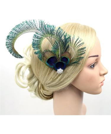hgnxa TeaParty Fascinator Hair Clip for Party Wedding Women PeacockFeather Fascinator Hair Pin Ethnic Style Church Headdress - Buy Online on GoSupps.com