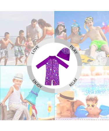UPF 50+ Baby Girl One Piece Swimwear Suits with Sun Hat - Toddler Swimsuits 9-12 Months Purple - Buy Online on GoSupps.com