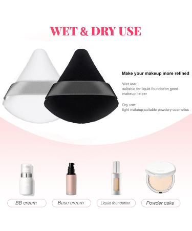4 Pieces Soft Makeup Powder Puff Set - Triangle Loose Powder Applicators for Foundation - Wet/Dry Cosmetic Puffs (Black White Pink Nude) - International Shipping - Buy Online on GoSupps.com