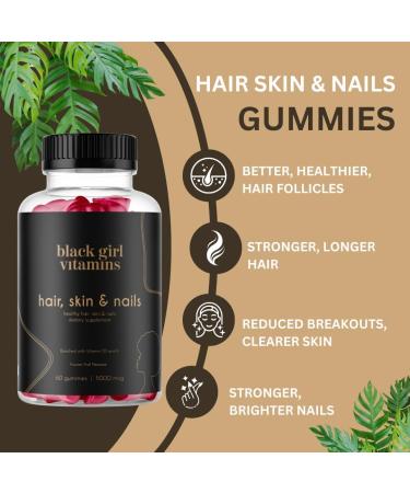 Black Girl Vitamins - Hair Skin and Nails Gummies with Biotin (6000 mcg) Zinc Gelatin Free Vitamin A and Vitamin E - Gluten-Free. Made in The USA (Passion Fruit 60 Count) 30 Day Supply - Buy Online on GoSupps.com