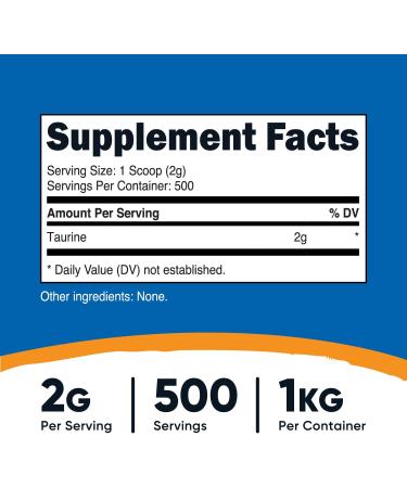 Nutricost Taurine Powder (1KG) - 500 Servings - Buy Online on GoSupps.com
