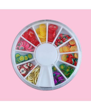 12 Grid Nail Art Colorful Polymer Clay Fruit Flower Heart Smile Start Slice Fimo Slice Design Charm Summer Style Decorative Accessory Kit 15 Set