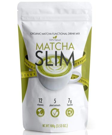 Matcha Slim - Energy Drink Mix Powder Supplement with Taurine & Spirulina 3.53oz – Natural, Sugar Free, Vitamin Rich Green Tea Diet for Women, Men 3.53 Ounce (Pack of 1)