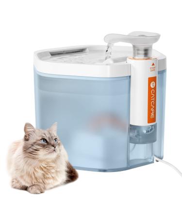 CAT CARE Cat Water Fountain-84oz/2.5L Ultra Quiet Pet Water Fountain, Automatic Dog Water Bowl Dispenser with Ultra-Filtration Tech, Removes 99.99% of Impurities, Human Grade Drinking Fountain Blue