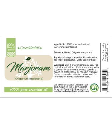 GreenHealth Marjoram Essential Oil 1 fl oz (30 ml) Glass Bottle 100% Pure - Buy Online on GoSupps.com