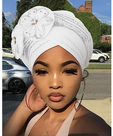 Woeoe Black Rhinestone Head Wrap with Flower Pearls - Twisted Head Turban for Women and Girls - Buy Online on GoSupps.com