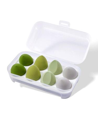 Kingbridal make-up sponges 8 pieces for primer mixed sponge fluid for liquids cream and powder multi-colored cosmetic applicator sponge for dry/wet use (green)
