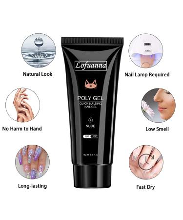 Lofuanna Poly Gel Nail Kit - 2 Colors Starter Kit with Clear Nude Builder Gel - All-in-One Nail Gel Set for Beginners - Buy Online on GoSupps.com