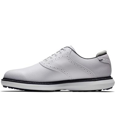 FootJoy Men's Fj Traditions Spikeless Golf Shoe - 44 EU Wide - White/Navy - Best for Comfort & Performance - Buy Online on GoSupps.com