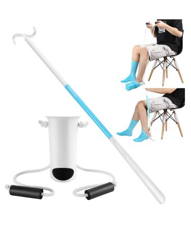 Antdvao Sock Aid Kit- Easy to Put on Take Off Socks,Support Stocking Aid Light and Easy to Wear, Shoe Horn with Hooks, Suitable for Independent Living Aids,Help Put on Shoes/Socks/Shirts Kit White