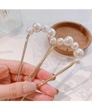 2 Piece Hair Clip Pin U Shaped Hairpin Hair Stick French Style Hair Stick U Shaped Hair Pins U Shaped Hair Pin Accessories for Women Girls Hair Styling Accessories (Gold) - Buy Online on GoSupps.com