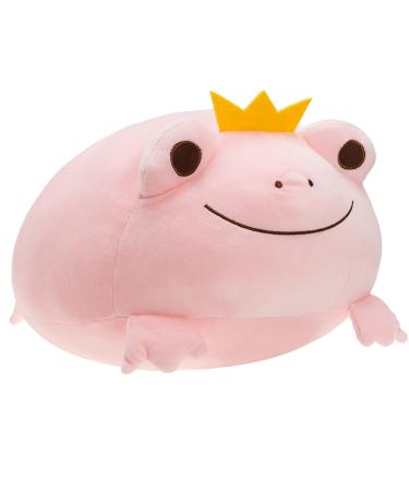 PEDEIECL Soft Frog Plush Pillow Stuffed Animal Toy Cute Crown Frog Plush Doll Toy for Kids Boys Girls Birthday Valentine Pink 16.5 in
