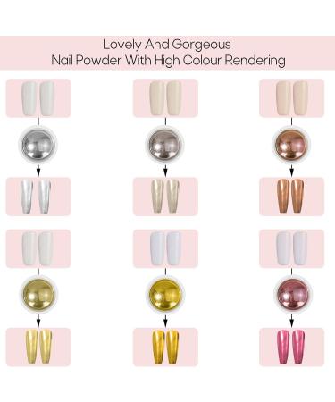  Ysimple Ysimple 6 Colors Glitter Chrome Nail Powder Super Mirror Effect Nail Powder Metallic Fine Chrome Nail Powder with 6 - Buy Online on GoSupps.com