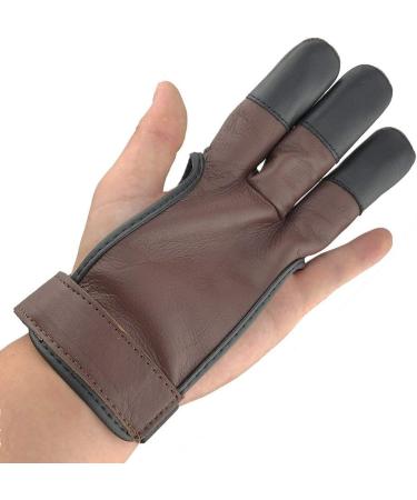 Longbowmaker Traditional 3 Finger Leather Archery Gloves - Durable Finger Protection AG31 L Brown | International Shipping Available - Buy Online on GoSupps.com
