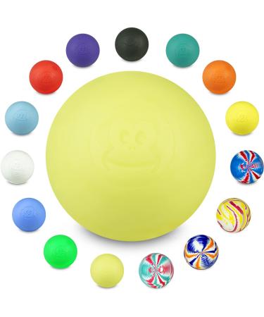 Captain Lax Massageball Original - Lacrossball hard rubber with the dimensions 6 x 6 cm suitable for trigger point & fascia massage/crossfit neon yellow unit size