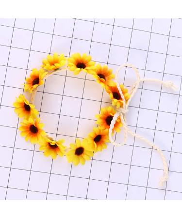 SOLUSTRE Daisy Flower Headband Boho Sunflower Crown Hair Wreath Floral Garland Crown Boho Headpiece Bridal Hair Band (Yellow) - Buy Online on GoSupps.com