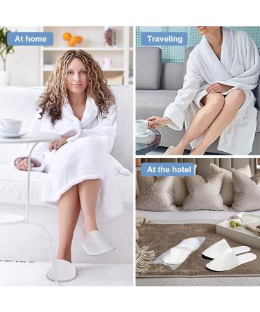 Buy Karells Disposable Terry Slippers - White Hotel & Spa Slippers Set (3 Pairs + 3 Compressed Towels) - Non-Slip Universal Size for Home & Guests - Buy Online on GoSupps.com