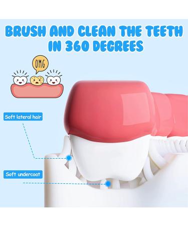 Kids U-Shaped Silicone Toothbrush Set for Whole Mouth Cleaning - Soft Bristles, Ages 2-12 - Pink/Blue - Buy Online on GoSupps.com