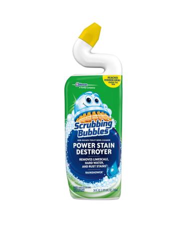 Scrubbing Bubbles Toilet Bowl Cleaner and Power Stain Destroyer, Removes Limescale, Hard Water, and Stains, Rainshower Scent, 24 oz