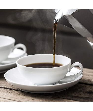Elegant Pure White Ceramic Coffee Cup and Saucer Timpani Cup Breakfast House Kitchen Office - Buy Online on GoSupps.com