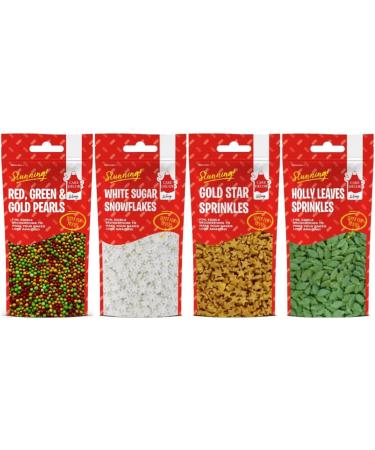 Cake D cor Christmas Sprinkles Set | 200g Edible Christmas Cake Decorations | Traditional Edible Christmas Sprinkles Snowflake Sprinkles Gold Stars & Holly Sprinkles (Stunning Christmas Sprinkles) - Buy Online on GoSupps.com