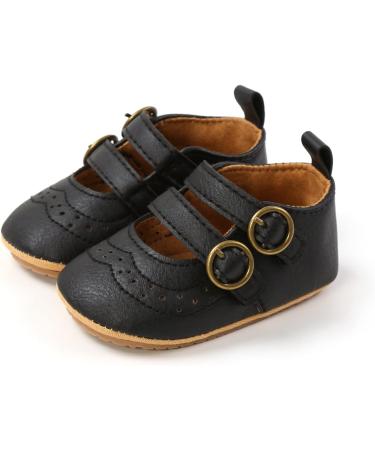 Baby Girls First Walking Shoes Mary Jane PU Leather Anti-Slip Princess Shoes - Infant Baby Shoes 0-6 Months (Black) - Buy Online on GoSupps.com