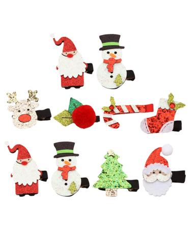 Lurrose 16 pieces Christmas hair clips reindeer anti -lifting hair clamps glitter Christmas tree Santa Claus hair clips hairclothes for baby girls children ladies costume