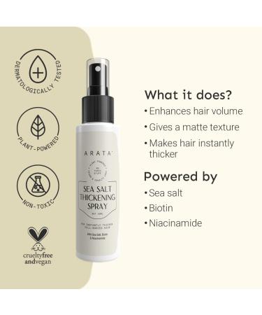 Ara.ta' Sea Salt Volumizing Hair Spray For Beachy Locks & Natural Waves | Adds Volume & Texture To Hair Without Any Crunchy Feel | Made for All Hair Types With Sea Salt Biotin & Niacinamide | 50ML - Buy Online on GoSupps.com