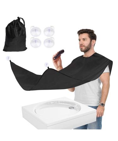 Beard Bib Beard Apron Waterproof Beard Apron Cape Grooming set for Trimming with 4 Suction Cups Best Gift for Boyfriend/ Husband/Fathers day/Anniversary/Christmas Stocking Stuffers-Black (Black)