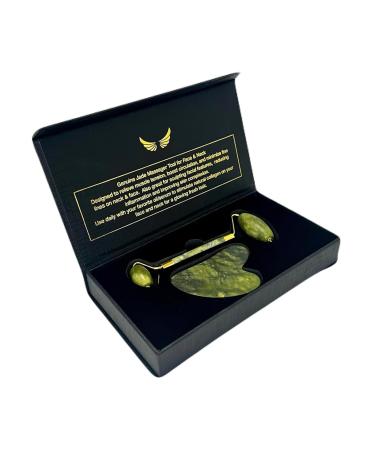 Buy Genuine Jade Roller & Gua Sha Set - Facial Massage for Lymphatic Support Contouring & Tension Relief | International Shipping Available - Buy Online on GoSupps.com