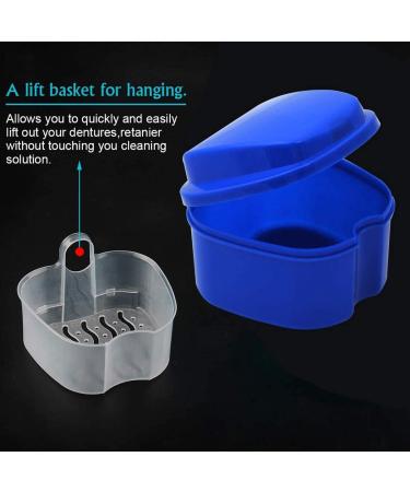 Buddenuu Dark Blue Prosthesis Case & Bath Box - Storage for False Teeth with Sieve & Basket for Travel - Buy Online on GoSupps.com