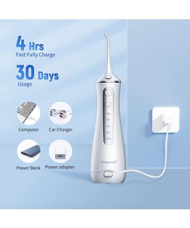 Sawgmore Cordless Water Flosser - Portable Teeth Cleaner with 4 Cleaning Modes and 4 Jet Tips - USB Rechargeable & Waterproof Dental Oral Irrigator - for Travel & Home (White) - Buy Online on GoSupps.com