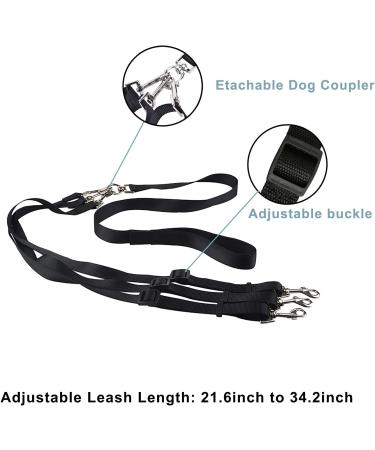 3 in 1 Dog 3 Way Leads with Soft Padded Handle No Tangle Dogs Coupler Leash Pet Triple Lead - Buy Online on GoSupps.com