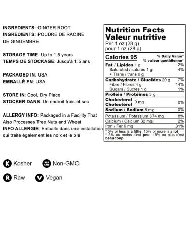 8oz Non-GMO Ginger Powder - Finely Ground Dried Root for Cooking & Baking - Kosher & Vegan - Sirtfood - 0.5lb - Buy Online on GoSupps.com