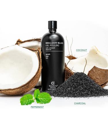 Terra & Co. Brilliant Black Oil Pulling - Natural Ayurvedic Activated Charcoal & Coconut Oil 200ml - Buy Online on GoSupps.com