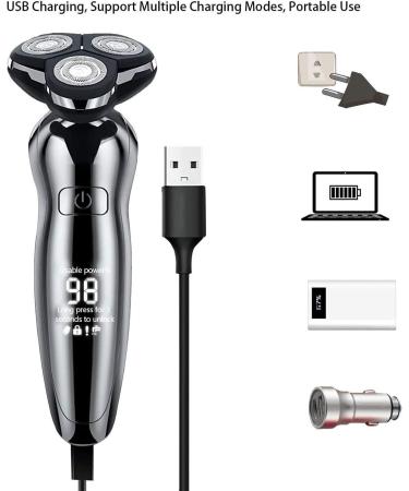 Buy Electric Razor for Men - Waterproof Rotary Facial Shaver Portable & Cordless with Nose Hair Trimmer & Cleansing Brush - Buy Online on GoSupps.com