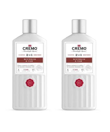 Cremo Barber Grade Bourbon & Oak 2-in-1 Shampoo & Conditioner, 16 Fl Oz (2-Pack)