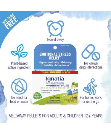 Boiron Ignatia Amara 30C - Emotional Stress Relief Meltaway Pellets (3 Tubes, 80 Pellets Each) - Buy Online on GoSupps.com