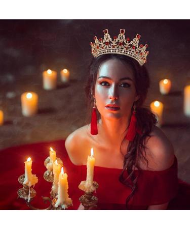 Gold Red Crystal Tiara Crown Headband for Women and Girls - Perfect for Birthday, Bride, Bridesmaids, Prom, Halloween, Christmas - Ideal Hair Accessory for Parties and Cosplay - Buy Online on GoSupps.com