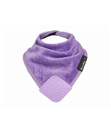 KATIES PLAYPEN / BABY BEST BUYS Mum2Mum Teething BANDANA Wonder Bib PURPLE - Super Absorbent - Protects Against Eczema - 100% Cotton With BPA Free Silicone Teething Chew Attached