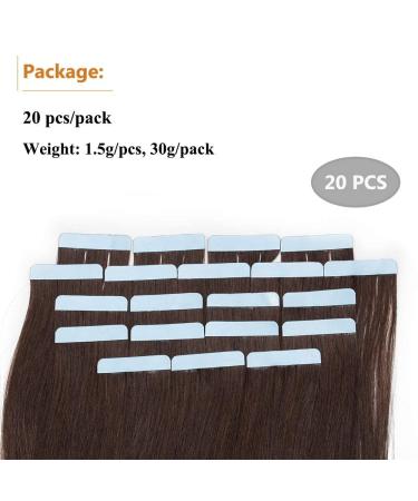 Elailite Invisible Tape In Extensions - Remy Real Human Hair 20pcs Dark Brown 35cm 20g - Best Tape Hair Extensions for a Natural Look - Buy Online on GoSupps.com