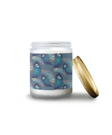 Lavender Candles for Home Scented Aromatherapy Jar Candles 7 oz Long Lasting Candles Scented Candles Gift Set for Women Perfect for Birthday Gifts Pattern of Peacock Feathers