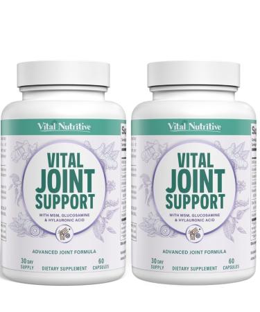 VITAL NUTRITIVE Joint Support Supplement for Men and Women Glucosamine MSM Hyaluronic Acid and Turmeric Supports Joint Health 60 Days Supply