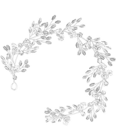 Bridal Rhinestone Hair Pieces Flower Hairband Crystal Hair Vine Headpiece Wedding Hair Jewelry Decoration for Women Girl Lady (Silver) - Buy Online on GoSupps.com