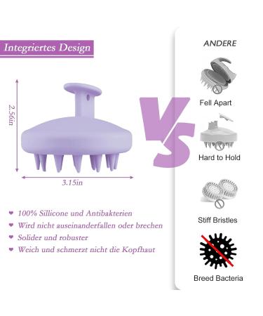 Serker Scalp Massage Brush - Silicone Shampoo Brush for Hair Growth Dandruff Reduction & Head Massage - Purple Violet - Buy Online on GoSupps.com