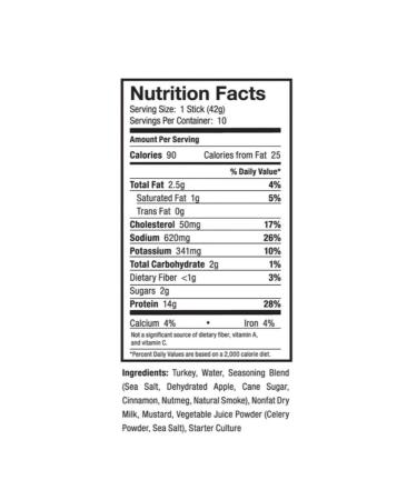 Ostrim Turkey Jerky Snack Sticks - Applewood Flavor 1.5 oz (Pack of 10) - Buy Online on GoSupps.com