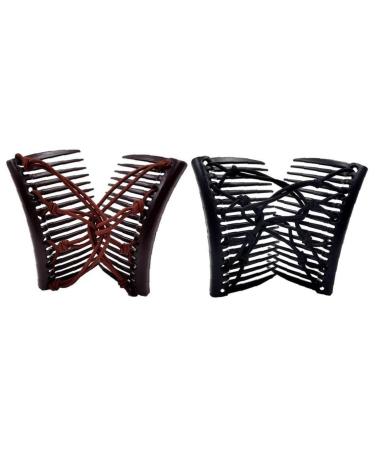 Froiny Stretchy Double Hair Comb Clips - Adjustable Elastic Hairpins for Women & Girls - 2-Pack Updo Ponytail Holders - Buy Online on GoSupps.com